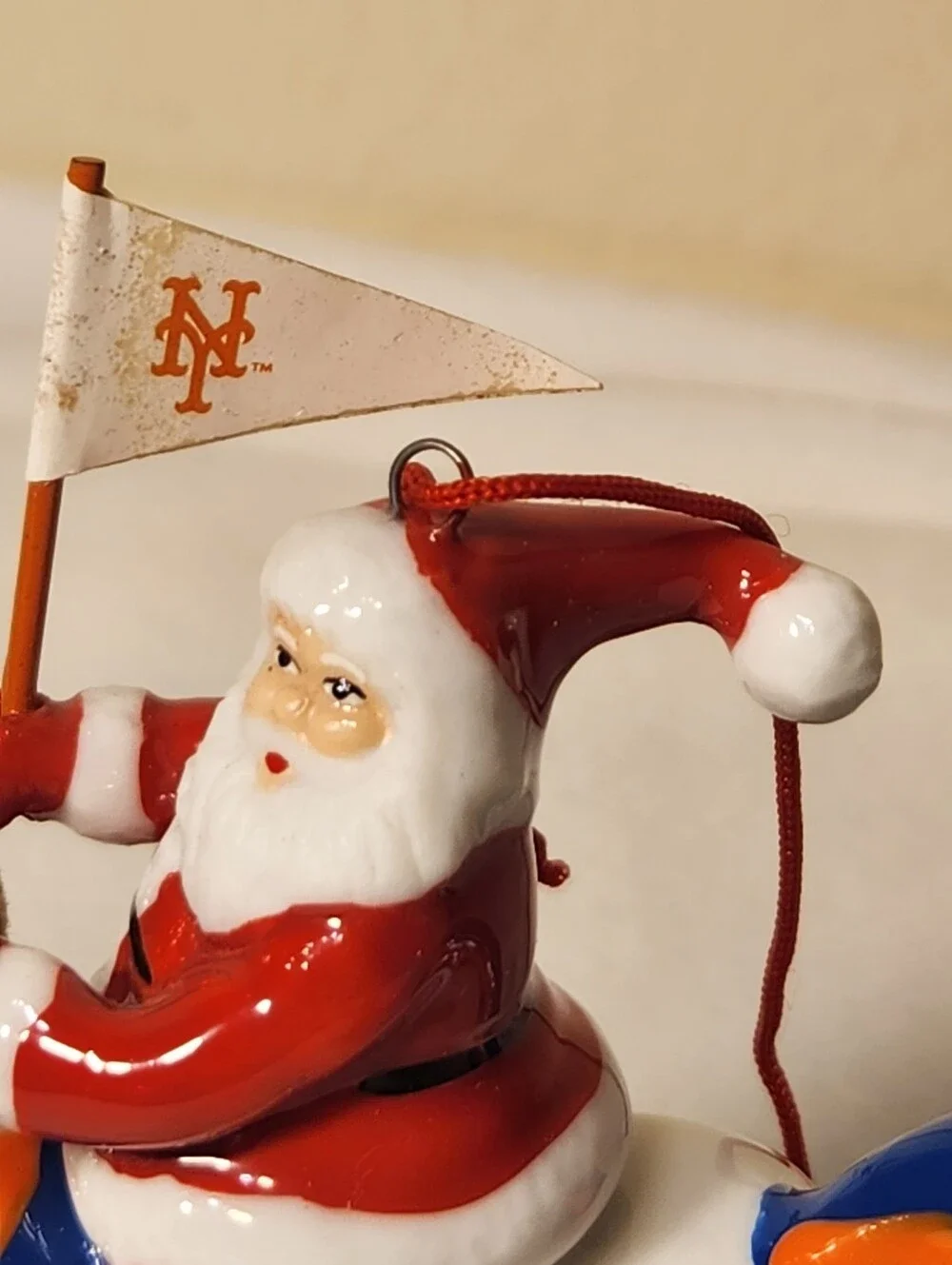2007 Danbury Mint New York Mets Rocking Horse Santa Christmas Ornament In Box